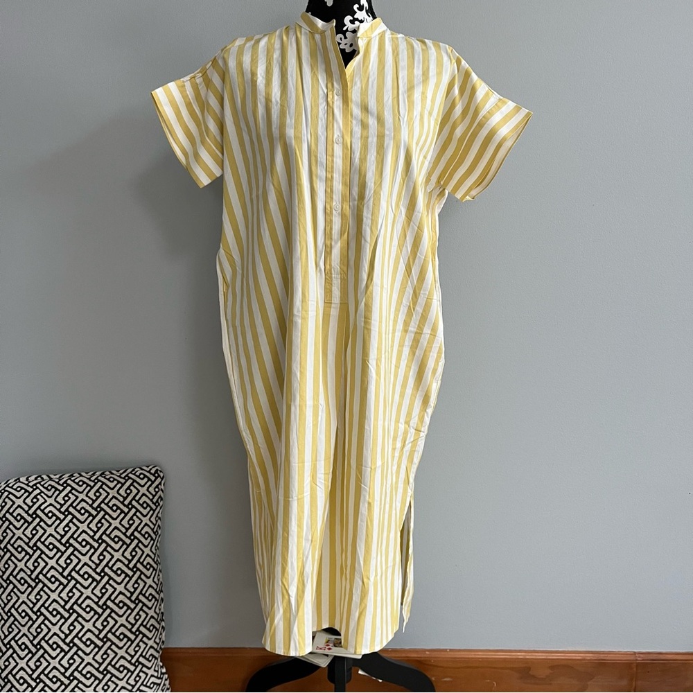 Everlane Cotton Popover Striped Midi Shirt Dress Size 4 Preppy Boxy Office - Picture 2 of 12